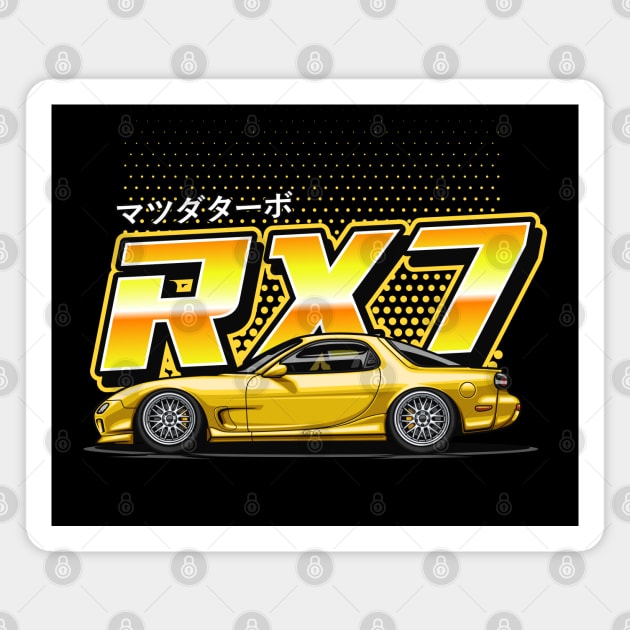 RX7 FD Retro Style (Sunshine Yellow) Magnet by Jiooji Project